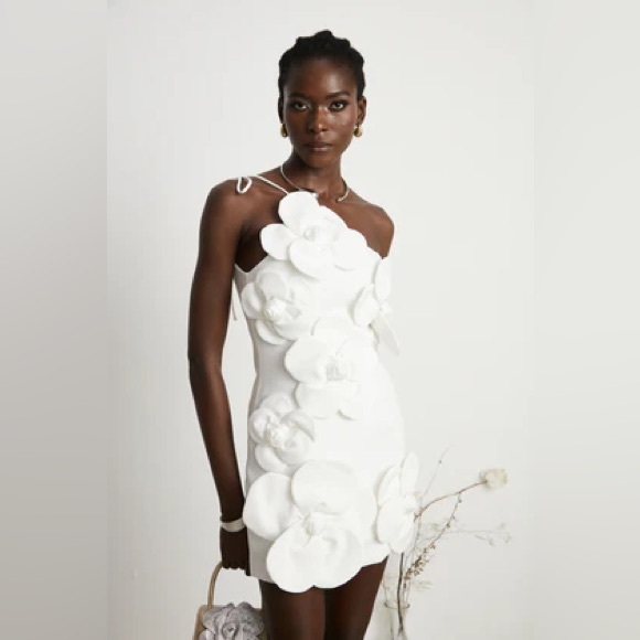 Miss Rosier One Shoulder White Floral Dress - Picture 1 of 4